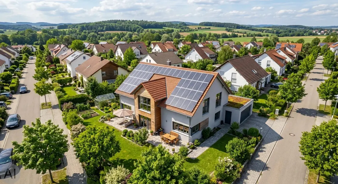 Modernes Haus mit Solaranlage